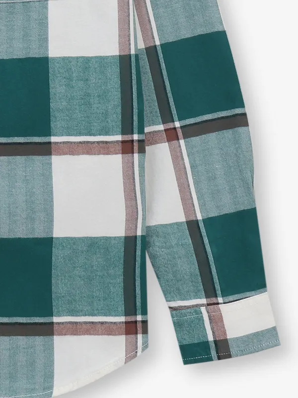 RIVER BLUE green checks cotton shirt