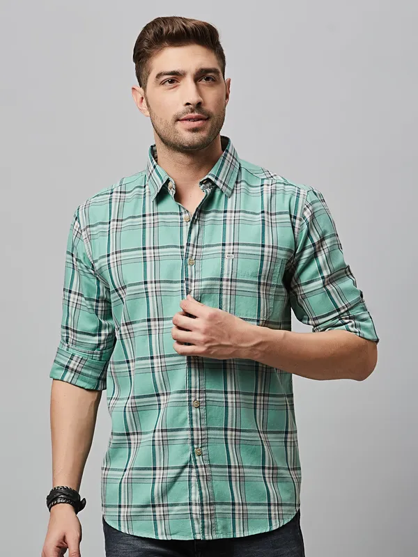 River Blue green checks shirt