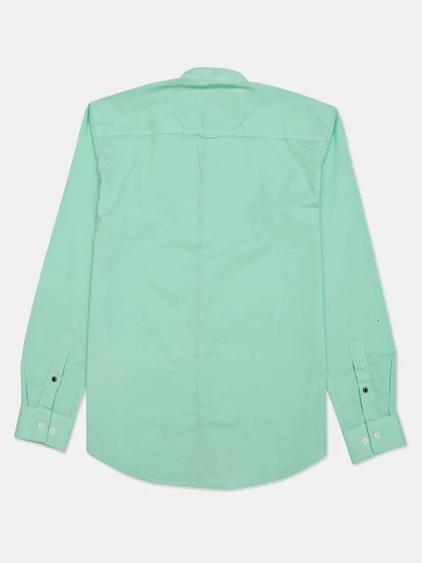River Blue green slim fit solid shirt