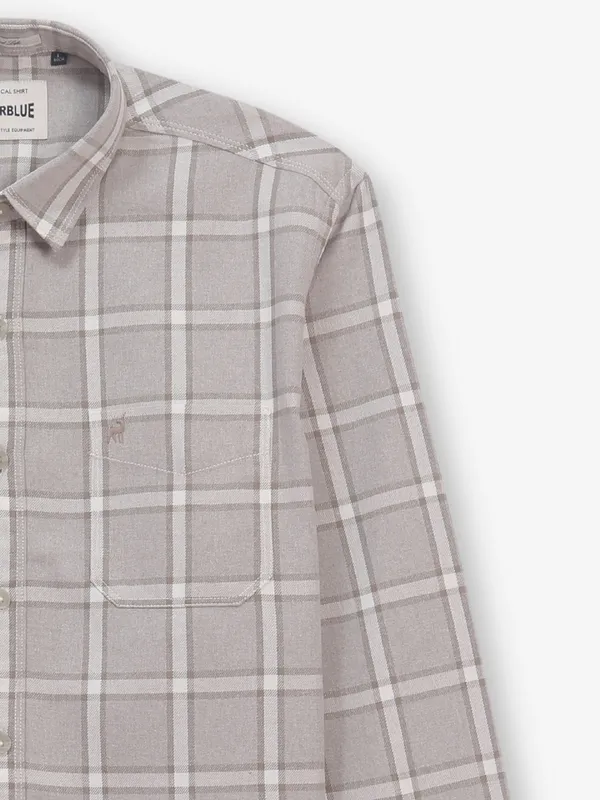 RIVER BLUE grey cotton shirt with checks for men