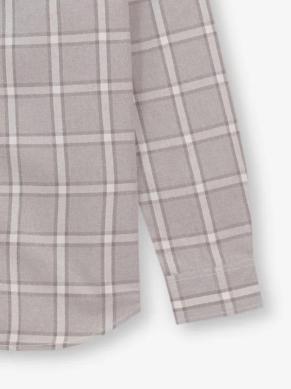 RIVER BLUE grey cotton shirt with checks for men