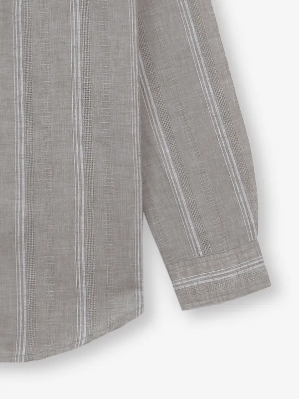 RIVER BLUE grey cotton shirt with stripe