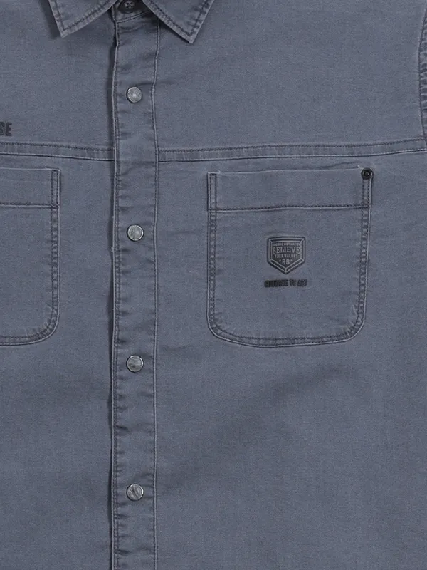 RIVER BLUE grey denim casual shirt