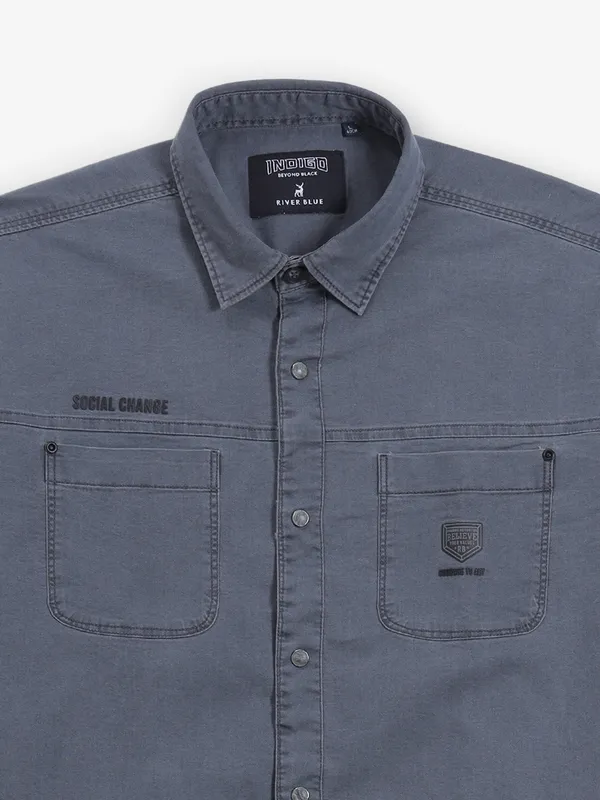 RIVER BLUE grey denim casual shirt