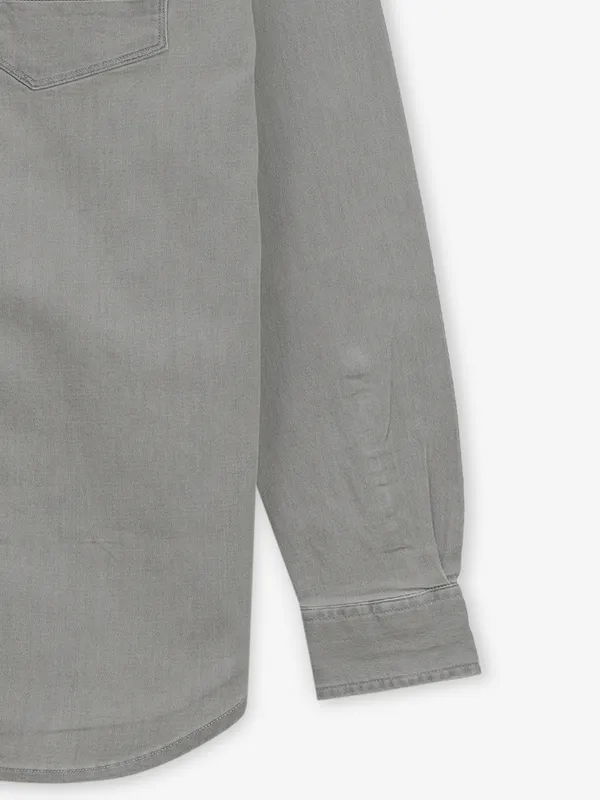 RIVER BLUE grey denim shirt for men