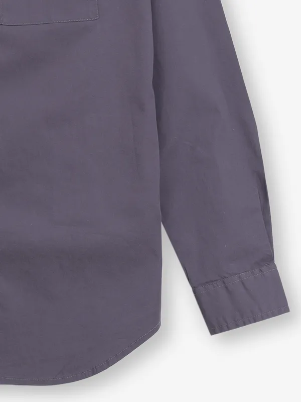 RIVER BLUE grey plain cotton shirt for men