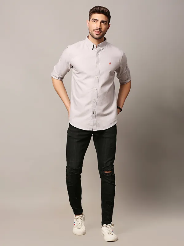 River Blue grey plain shirt