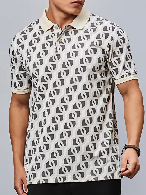 RIVER BLUE grey printed cotton t-shirt for men