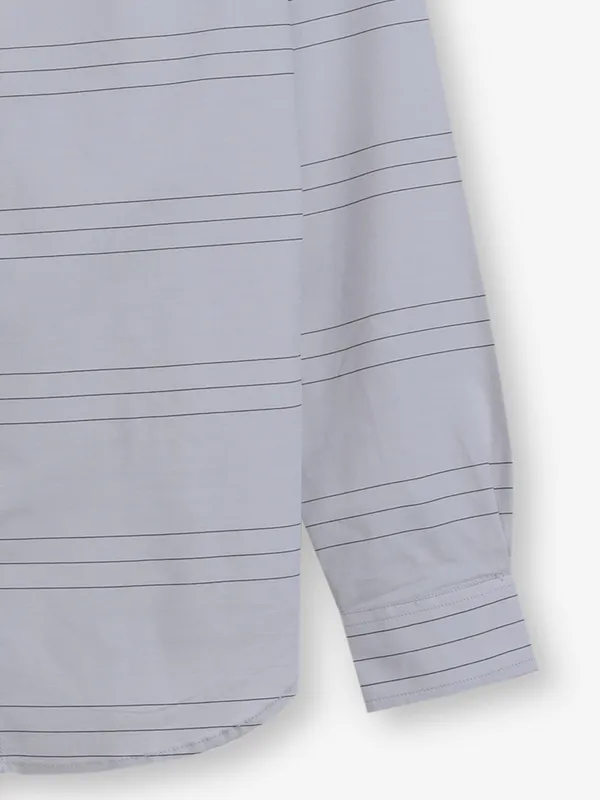 RIVER BLUE grey stripe cotton shirt for men