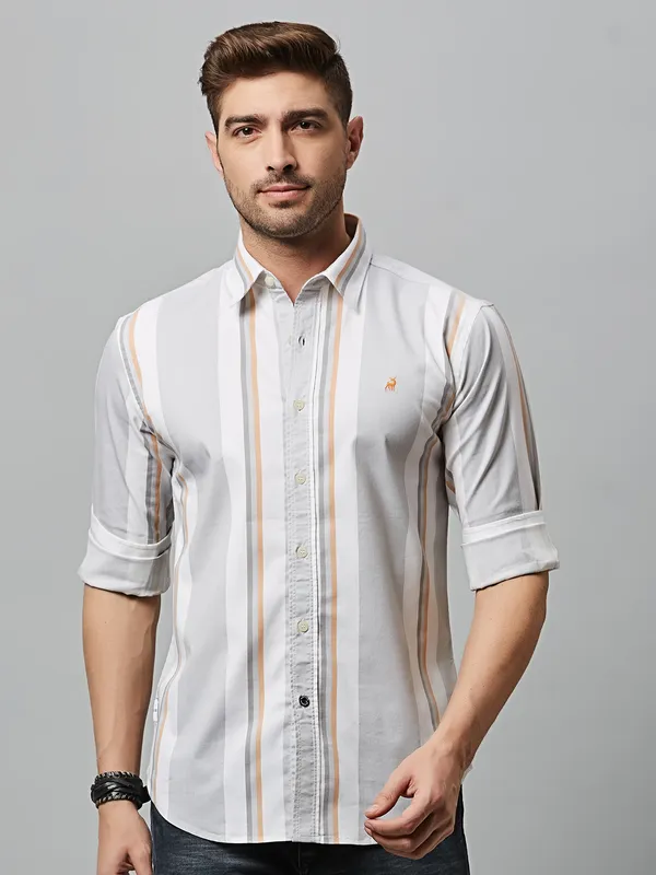 River Blue grey stripe shirt