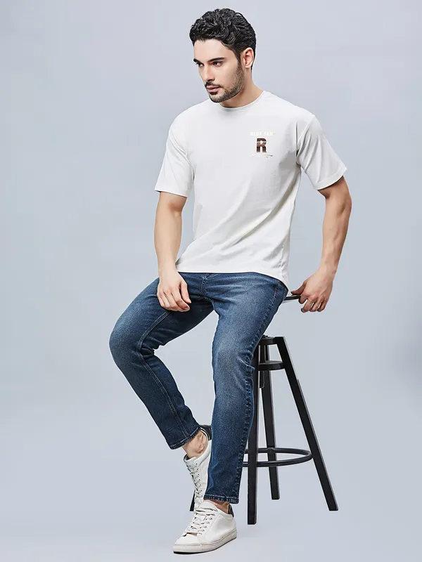 RIVER BLUE grey t-shirt for men in cotton