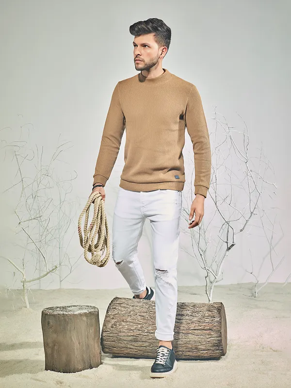 River Blue khaki knitted t shirt
