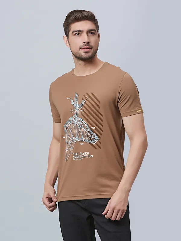 River Blue khaki printed t shirt