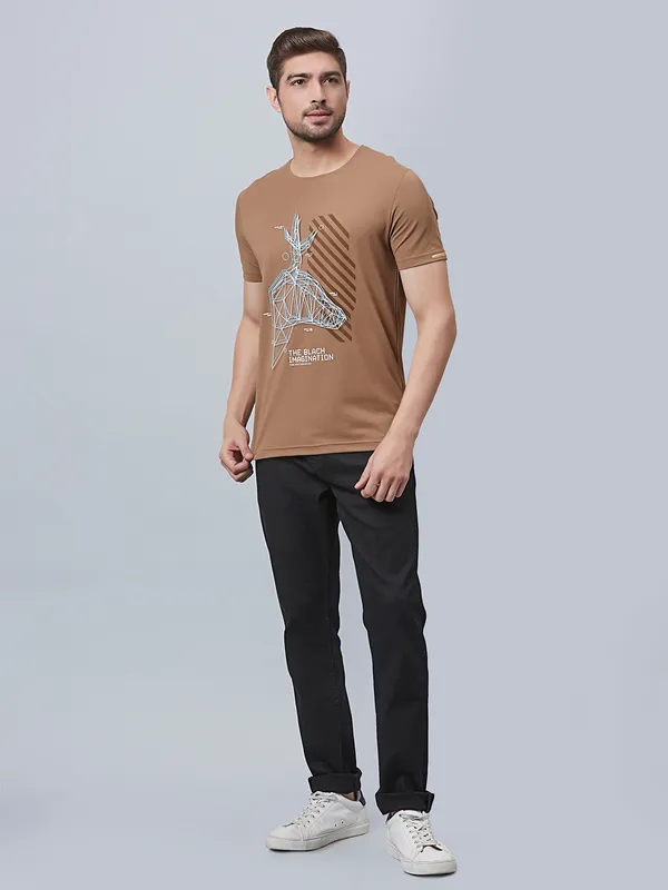 River Blue khaki printed t shirt