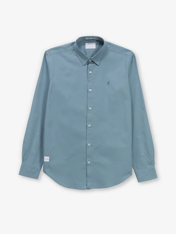 RIVER BLUE light blue texture cotton shirt