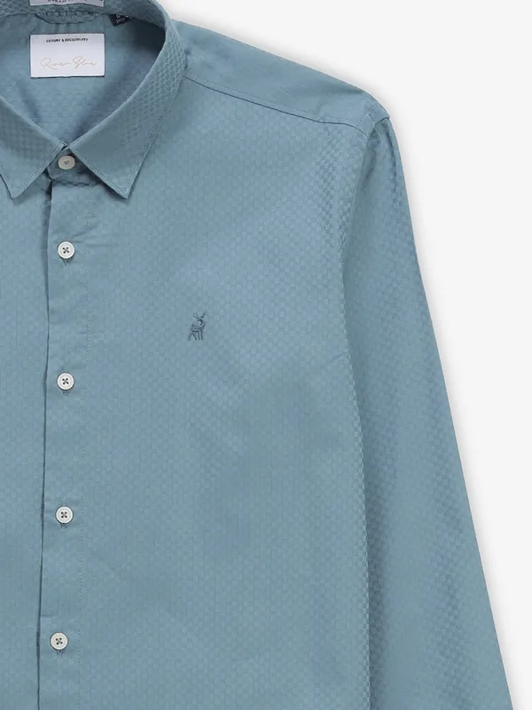 RIVER BLUE light blue texture cotton shirt