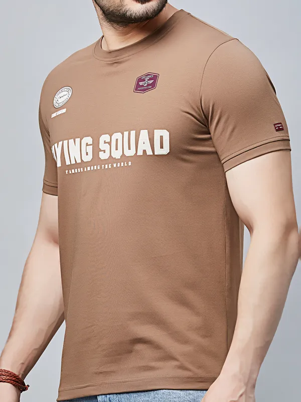 RIVER BLUE light brown cotton t-shirt