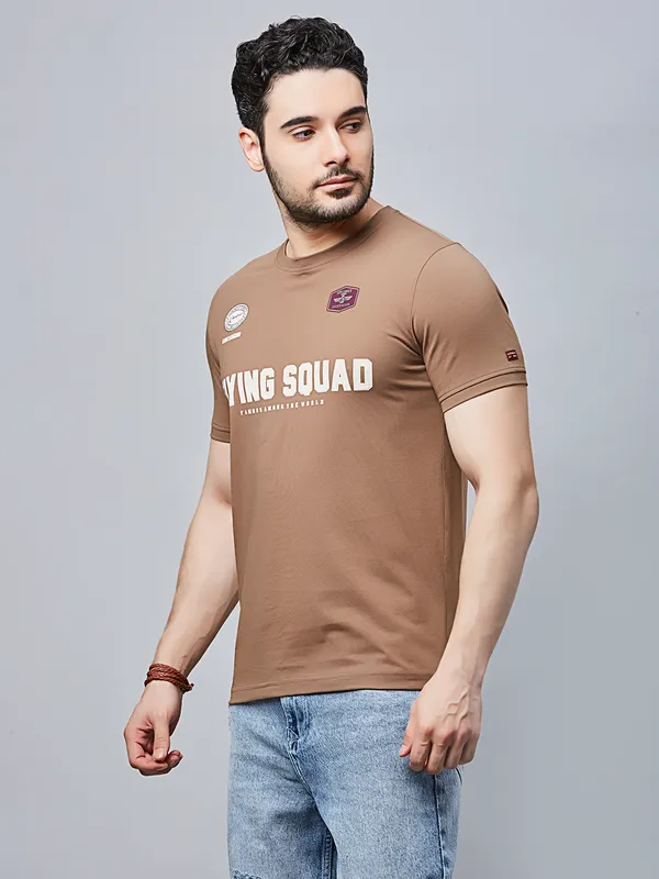 RIVER BLUE light brown cotton t-shirt