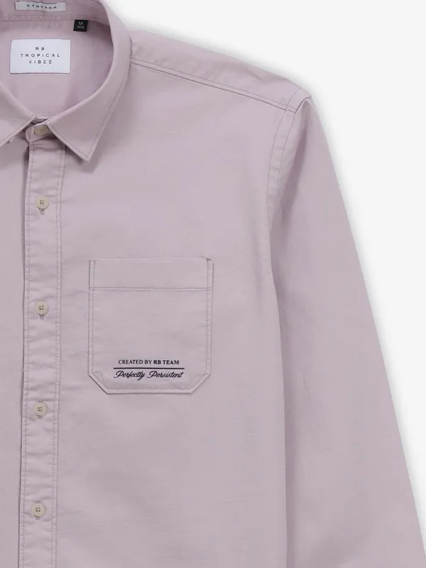 RIVER BLUE lilac purple plain cotton shirt