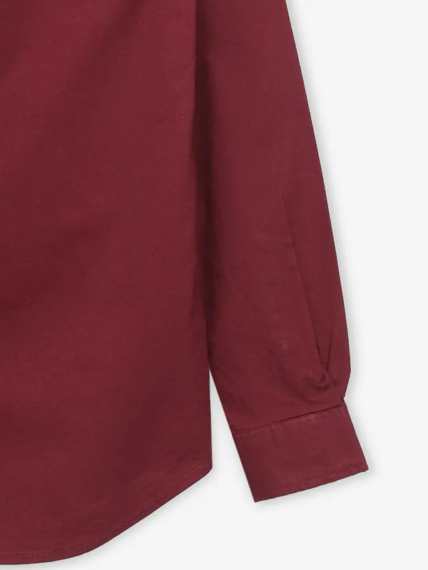 RIVER BLUE maroon plain cotton shirt for men