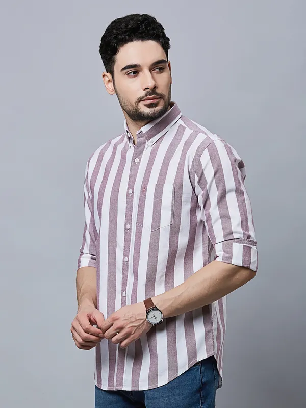 River Blue mauve pink stripe shirt