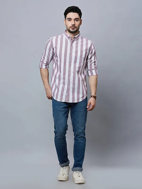 River Blue mauve pink stripe shirt