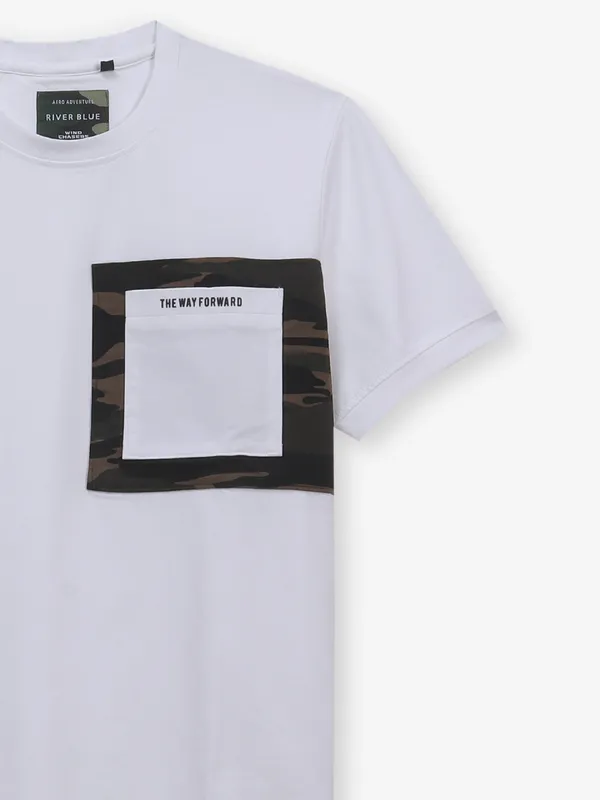 RIVER BLUE men cotton t-shirt in white