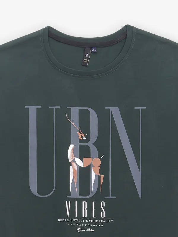 RIVER BLUE mint green cotton printed t-shirt