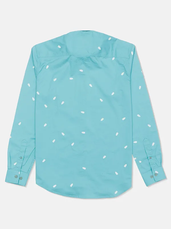 River Blue mint green printed casual shirt