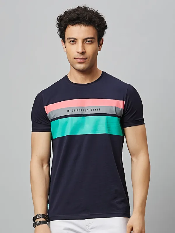 River Blue navy round neck cotton t shirt