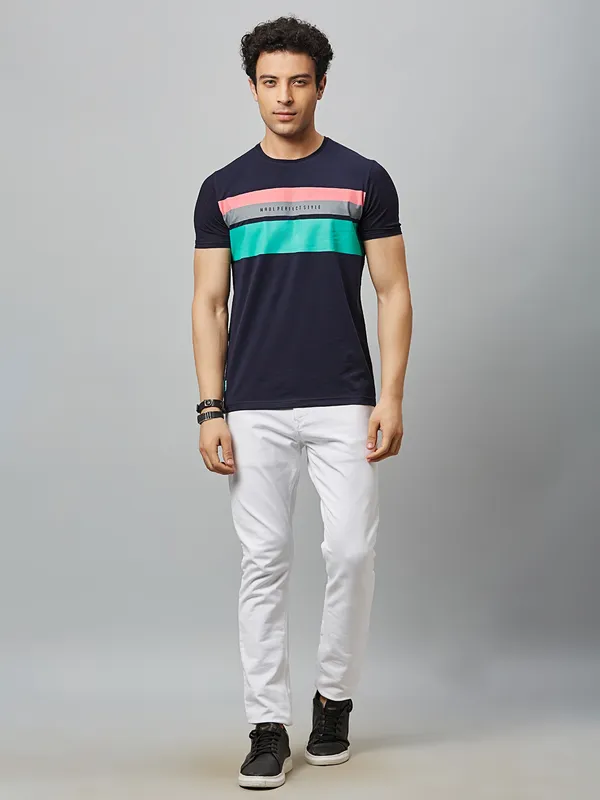 River Blue navy round neck cotton t shirt
