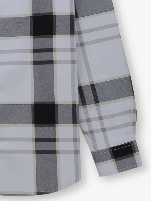 RIVER BLUE off-white and khaki cotton shirt