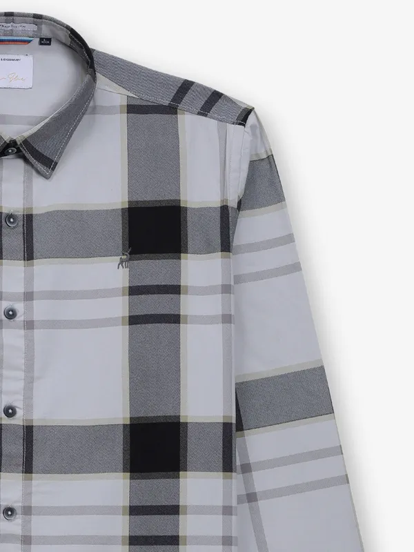 RIVER BLUE off-white and khaki cotton shirt