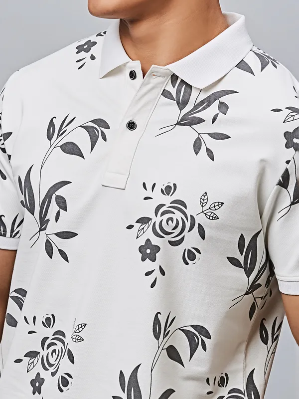 RIVER BLUE off-white cotton t-shirt with print