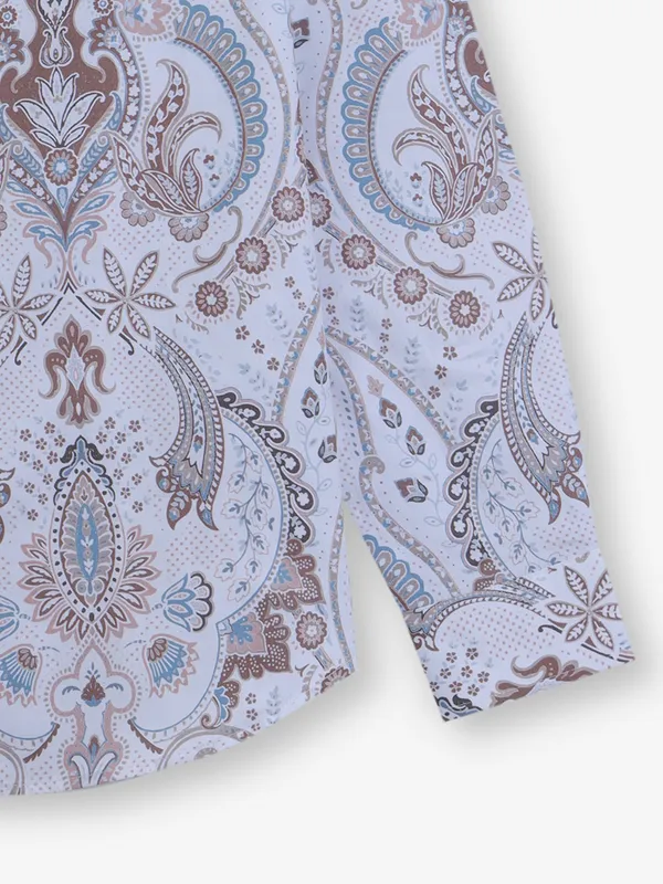 RIVER BLUE off-white printed cotton shirt