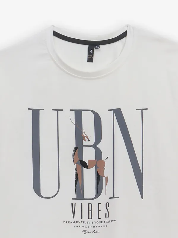 RIVER BLUE off-white printed cotton t-shirt