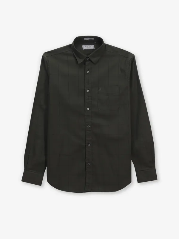 RIVER BLUE olive checks cotton shirt