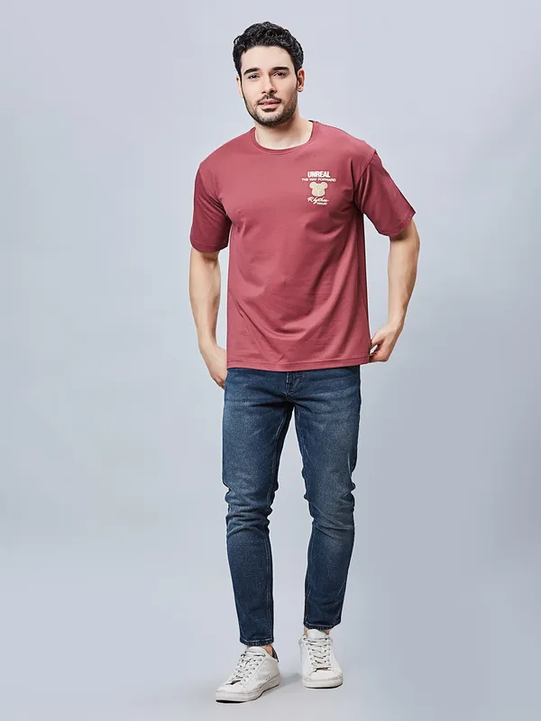 RIVER BLUE onion pink solid cotton t-shirt
