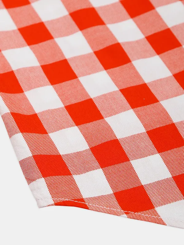 River Blue orange checks full sleeves shirt