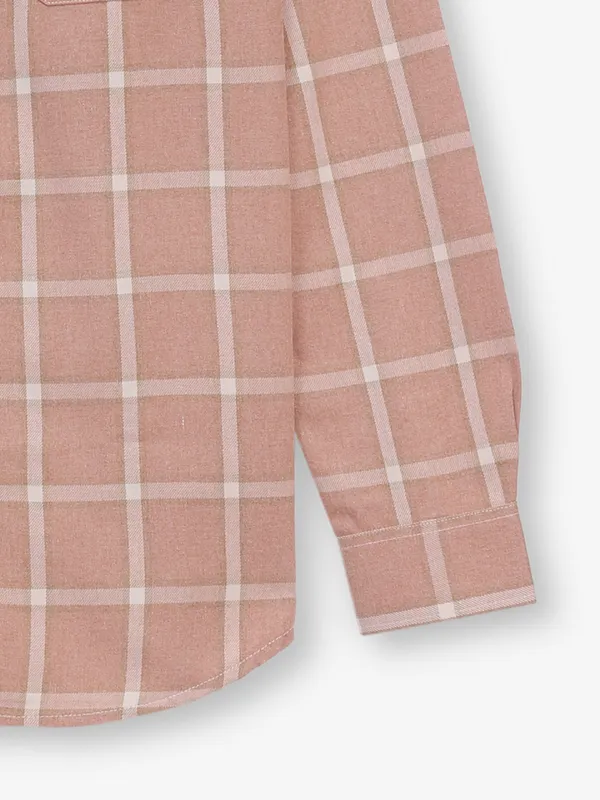 RIVER BLUE peach cotton shirt with checks