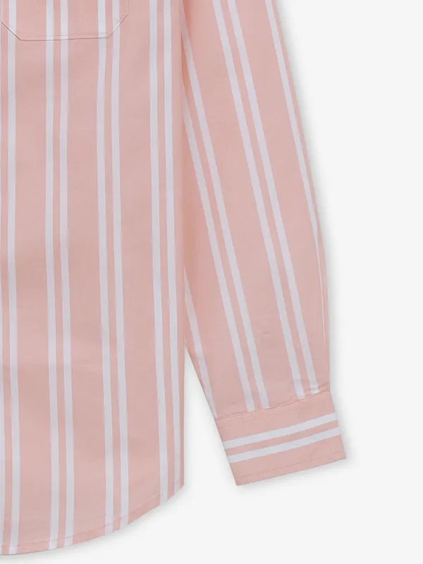 RIVER BLUE peach stripe cotton shirt