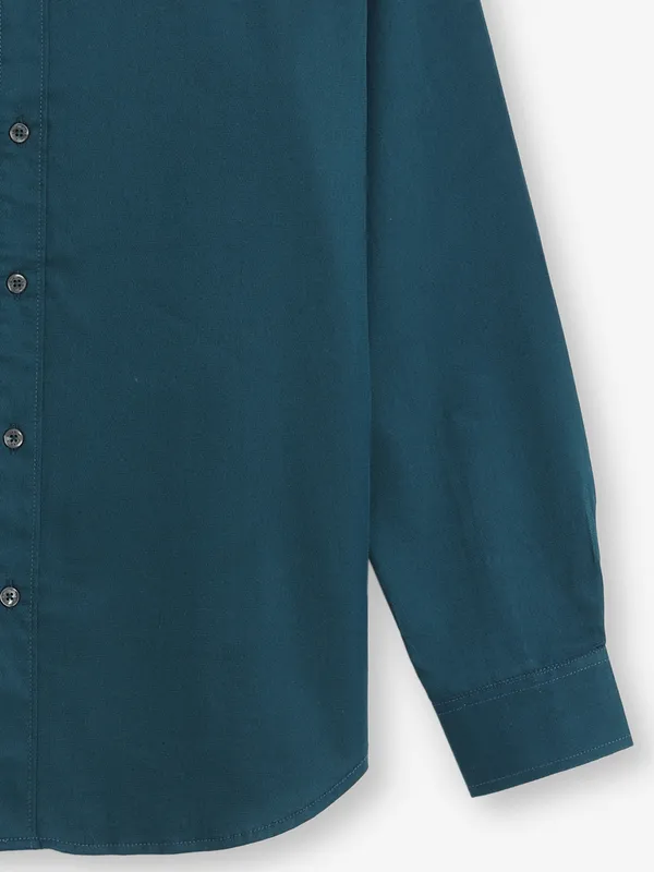 RIVER BLUE peacock blue plain shirt for men