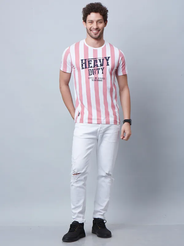 River Blue pink casual printed t shirt