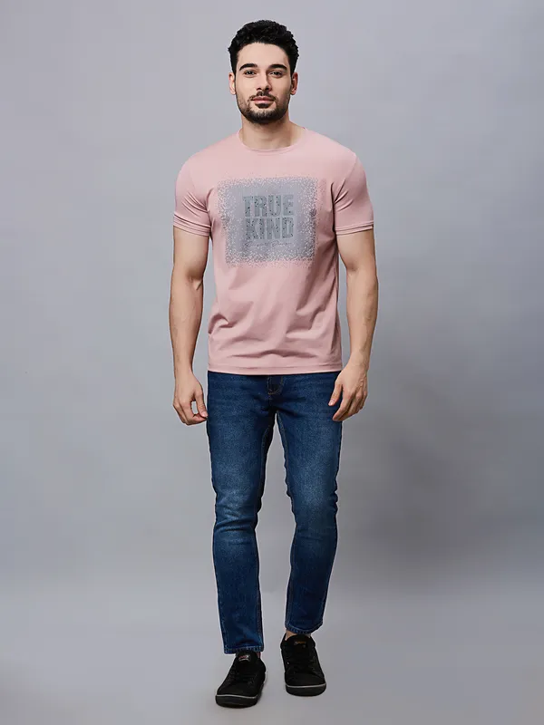 River Blue pink cotton printed t-shirt