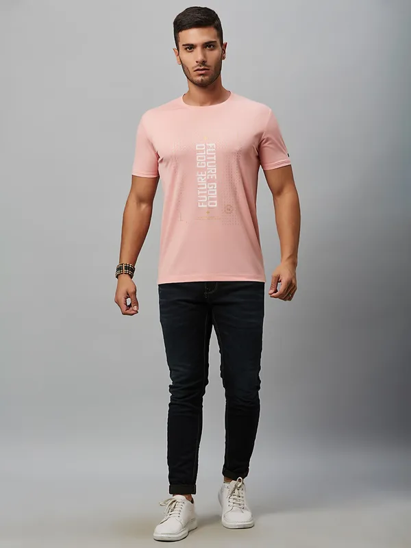 River Blue pink cotton round neck t shirt