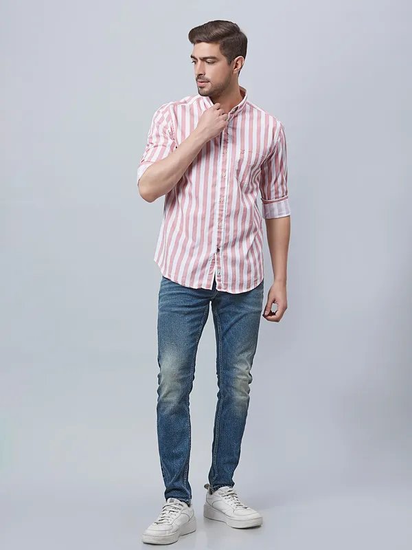 River Blue pink stripe shirt