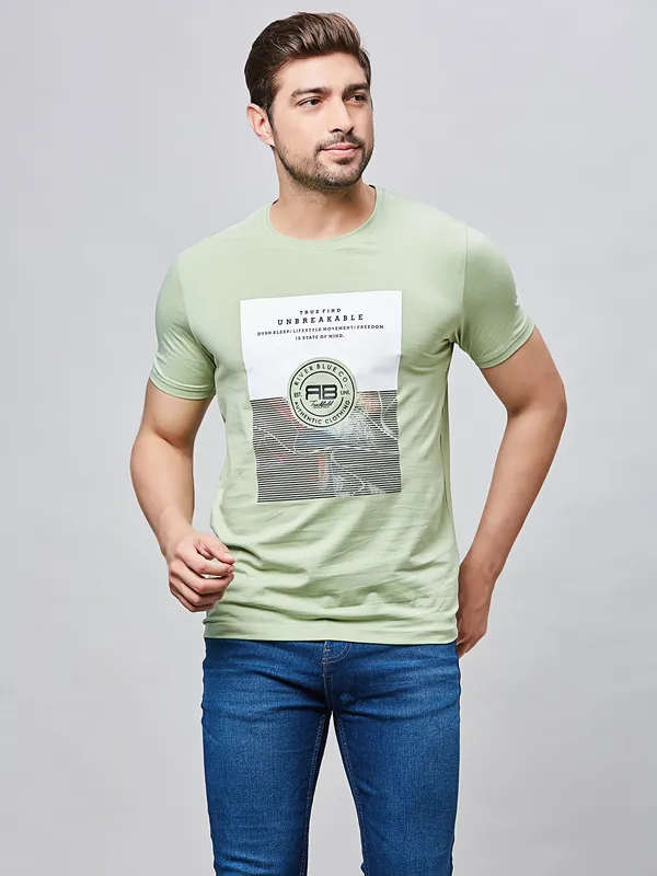 RIVER BLUE pista cotton printed men t-shirt