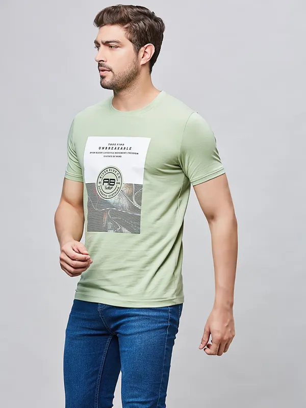 RIVER BLUE pista cotton printed men t-shirt