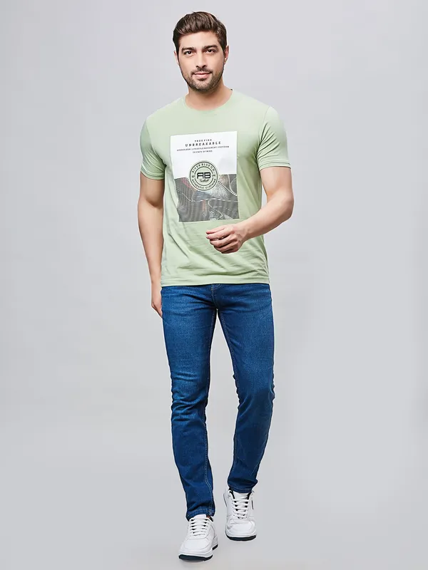RIVER BLUE pista cotton printed men t-shirt
