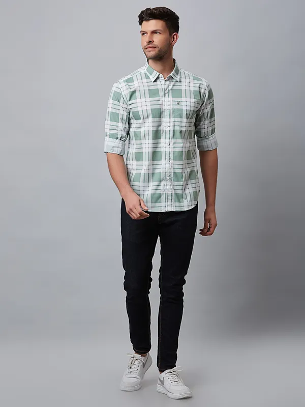 River Blue pista green checks shirt